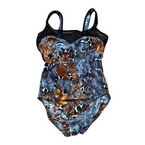 Pacific Connections Swimsuit Womens Multicolor Good Animal Print Mesh SIZE S